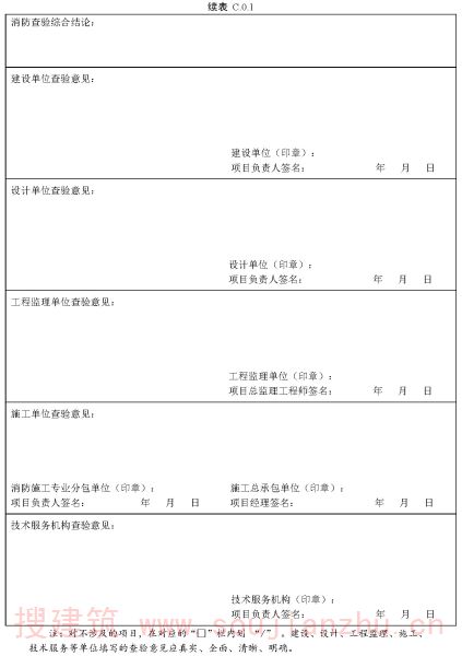 续表 C.0.1