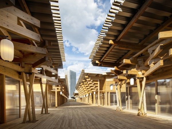 日本各地木材‘开会’，东京奥运村广场 / 日建设计
